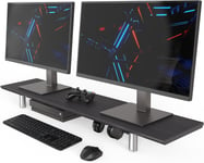 Grand Support Pour Écran 100Cm Dual Monitor Stands Riser Avec Pied Réglable En Hauteur,Support D'Ordinateur Multifonctionnel Pour Pc/Ordinateur Portable/Tv, 100X23.5X(9.2-11.2) Cm Noir