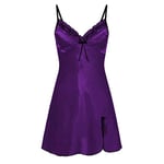 Sexig underkläder för kvinnor Nattkläder Babydoll Spetsunderkläder Lila Purple L