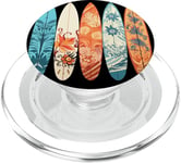 Planche de surf tropicale colorée Art Hibiscus Beach Vibes PopSockets PopGrip pour MagSafe