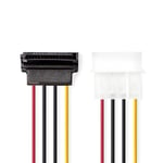 Nedis Intern Strömkabel | Molex Hane | SATA 15-Pin Hona | Guldplaterad | 0.15 m | Rund | PVC | Mångfärgad | Kuvert