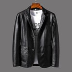 Casual Blazer Jackor Herr Ytterkläder Läderjacka Herr Casual Läderjacka Herr Slim Pu Läderjacka Modekläder Black XL