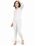 LAPASA Ensemble de sous-Vêtements Thermiques Femme Haut & Bas Maillot de Corps Manches Longues & Pantalon Chaud Automne/Hiver Blanc XXL