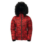 Dare 2b Glamorize II Veste de ski Isolante, Imperméable et Respirante avec capuche détachable et Jupe par-neige Jackets Waterproof Insulated Femme Seville Red FR: S (Taille Fabricant: 10)