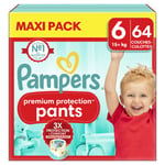 Couches Culottes Bébés Premium Protection Pants 15+ Kg Taille 6 Pampers - Le Pack De 64 Couches Culottes