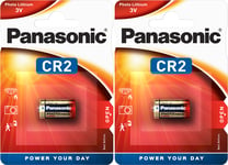 2 x Panasonic CR2 3v Lithium Photo Batteries DLCR2 EL1CR2 CR2L Long expiry