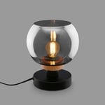 BRILONER - Lampe de chevet, verre fumé, interrupteur à fil Lampe de bureau, lampe de table E14 pour Home Office, lampe de lecture, noir-bois