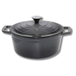 ELO 3362626 cocotte en fonte émaillée antiadhésive avec couvercle, gris classique, passe au four, marmite tous feux, faitout induction 26 cm 4.5 L, 4 à 6 personnes