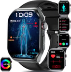 Nouveau Ecg Montre Connect¿¿E Homme Femme, 2,04"" Amoled ????????¿¿?????? Smartwatch Avec Acide Urique/Hrv/Bmi/D¿¿Tection Des ¿¿Motions Montre Connectee, Appel D'urgence Sos Smart Watch Pour Android/Ios