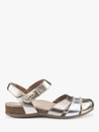 Hotter Denali Metallic Leather Sandals, Gold/Silver