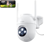 Camera Surveillance WiFi Extérieure - 5MP Caméra Exterieur WiFi Fil 360°Video Caméra Outdoor Étanche 2,4/5G WiFi Sécurité Rotative Camera Vision Nocturne Colorée Sirene Alarme