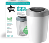 Tommee Tippee Simplee Sangenic Nappy Disposal Bin + Refill Cassette GREY