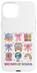 Coque pour iPhone 15 Plus Girls 100 Days of School Coquette Bow Bus Book Crayon