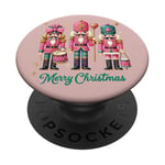 Preppy Pink Nut cracker Merry Christmas Cute Xmas Nutcracker PopSockets Adhesive PopGrip