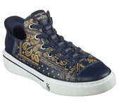 Skechers Homme Slip ins Mains Libres X Dogg-Snoop One Double G Basket, Cuir imprimé Bandana Bleu Marine doré, 42.5 EU