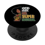 Black Queen Natural Hair Beauty God Made Me Mélanine pour femme PopSockets PopGrip Adhésif