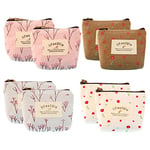 Geoyien Trousse maquillage, 8 Pièces Trousse maquillage femme, Trousses de toilette, Mini porte-monnaie en toile, petit porte-monnaie, avec pochette à monnaie zippée, sac à monnaie, pour femmes filles