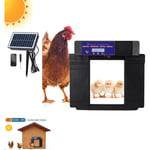 Rosvola - Porte Poulailler Automatique Solaire, Porte Automatique Poulailler Solaire avec Écran lcd Programmable Étanche, Capteur de Lumière,