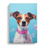 Jack Russell Bubble Gum Painting Canvas Print for Living Room Bedroom Home Office Décor, Wall Art Picture Ready to Hang, 30x20 Inch (76x50 cm)