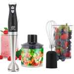 4 in 1 Hand Blender Set Electric Food Processor Mixer Whisk & Chopper Bowl Jug