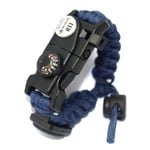 Överlevnad Paracord Armband, Eldstartare, Vattentät SOS Ljus, Kompass, Visselpipa, 20 i 1, Utomhus Ultimate Tactical Survival Gear Set, Gåva blå