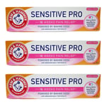 Arm and Hammer Sensitive Pro Repair Baking Soda Toothpaste 75ml - 3 PACK