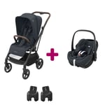 Maxi Cosi Pack poussette duo Léona 2 + pebble pro essential graphite