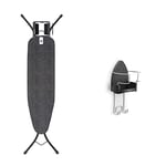 Brabantia - Ironing Board A - With Steam Iron Rest - Denim Black - 110x30 cm & Iron Store - One Size Fits All - heat resistant materials - Wall Mounted - with Board Hanger for Storage - Cool Grey