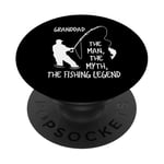 Granddad The Man The Myth The Fishing Legend PopSockets PopGrip Adhésif