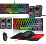 Uk Layout Wired Peigne 62 Touches Clavier De Jeu Rgb Rainbow Light Sculpture Laser 10 Chroma Rgb 12000Dpi Silent Respirant Honeycomb Shell Mouse + Tapis De Souris Pour Pc Gamer (Bl[MOU142584]