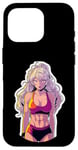 Coque pour iPhone 16 Pro Brassière de sport avec cheveux blonds et manga