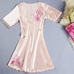 CIDCIJN Chemise De Nuit Pyjama Femme,Summer Silky Satin Women Nightgown Sleepwear Casual Night Dress Oversized Sleep Shirt Sexy Nightshirt Female Sexy Home Dress,Pink,L