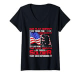 Womens Veteran From The Last Breath Of Every Soldier American Flag V-Neck T-Shirt