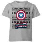 Marvel Captain America Kids' Christmas T-Shirt - Grey - 11-12 Years - Grey