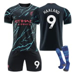 Manchester City Borta Fotbollströja Set Haaland Nummer 9 (23-24) no.9 with socks 20(110-120cm)