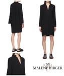 by Malene Birger Dress Size UK 10 Flaines Crinkle Relaxed Fit Vent Sleeve Black