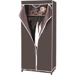 Armoire de Rangement Penderie en Tissu 1 Etagère Portable 75x50x170cm Brun - Costway