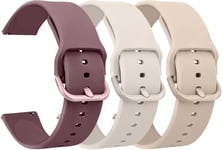 3pack Bracelets De Montres Silicone 20mm 22mm, Remplacement Dégagement Rapide Pour Femme Homme 20mm 22mm (20mm, Thé Au Lait/Starlight/Fumée Violette)[Alp230016]