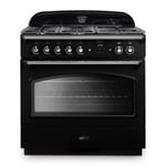 Rangemaster CLAS90FXDFFBL/C 90cm Classic FX 90 Dual Fuel Black Range Cooker With Chrome Trim