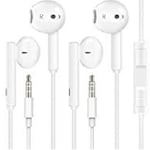 2 Pk In Ear Stereo Headphones Earphones 3.5MM Wired Earbuds with Mic for iPhone