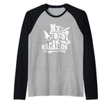 My Best Vacation Adventure Travel Beach Surf Raglan Baseball Tee