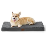 Bedsure Large Dog Bed Washable - Orthopedic Dog Pillow and Mattress Mat for Dog Crate with Removable Plush Sherpa Cover, Grey, 89x56x7.6cm