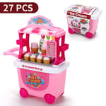 Kids  27 pcs Ice Cream Trolley Shop Cart Toy for Children Pretend Play Food