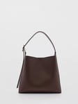 Mango Winnie Faux Leather Shopper Bag with Buckle, Dark Brown