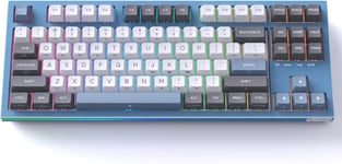 K87 CLAVIER GAMER MÉCANIQUE SANS FIL AVEC INTERRUPTEURS MARRON, CONNEXION 2,4 GHZ/BLUETOOTH/FILAIRE, TKL 87 TOUCHES, RGB, ANTI-GHOSTING, MULTIMÉDIA, US LAYOUT¿BLEUE[CLA170777]