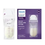 Philips Avent Lot de 25 Sachets de conservation pré-stérilisés sans BPA pour lait maternel, 180ml (Modèle SCF603/25)