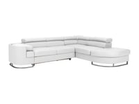 Canapé d'angle droit convertible en simili blanc MYSEN II