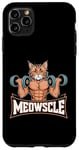 Coque pour iPhone 11 Pro Max Meowscle Gym Cat T-shirt d'entraînement amusant pour les amoureux des chats