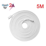 Câble de chargeur micro USB 5 m/3 m/0,3 m, cordon de charge pour téléphone portable HuaWei XiaoMi, téléphone portable, tablette PC, banque d'alimentation, caméra DVR, blanc - 5 m