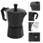 (Black)Stovetop Maker Moka Pot 300ml 6Cup Stove Top Coffee Maker Moka