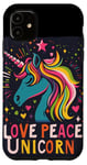 Coque pour iPhone 11 Licorne ludique avec des couleurs d'amour